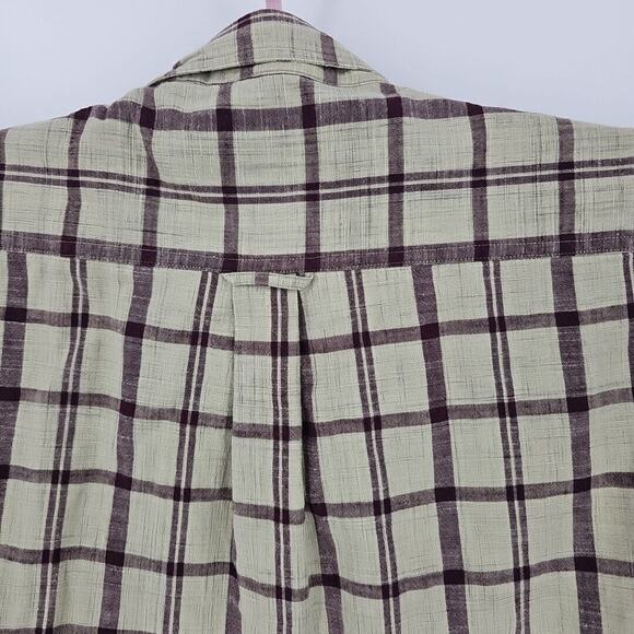 Cabela's Men's Short Sleeve 100% Cotton Tan and Maroon Check‎ Size L/T - Picture 6 of 6